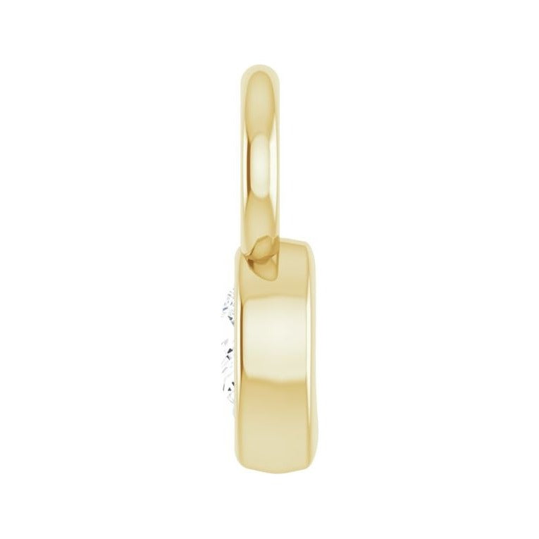 Sapphire Row Natural Diamond Pear Bezel Hoop Charm - 14K Yellow Gold, 4 × 2.5 mm · 1/10 ct (view 3)