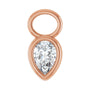 Sapphire Row Lab-Grown Gemstone Pear Bezel Hoop Charm - Diamond, 14K Rose Gold, 6 × 4 mm