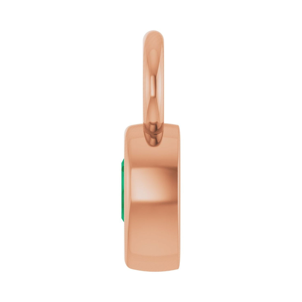 Sapphire Row Lab-Grown Gemstone Pear Bezel Hoop Charm - Emerald, 14K Rose Gold, 5 × 3 mm (view 3)