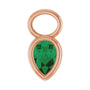 Sapphire Row Lab-Grown Gemstone Pear Bezel Hoop Charm - Emerald, 14K Rose Gold, 6 × 4 mm
