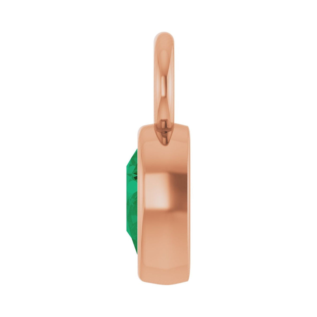 Sapphire Row Lab-Grown Gemstone Pear Bezel Hoop Charm - Emerald, 14K Rose Gold, 6 × 4 mm (view 3)