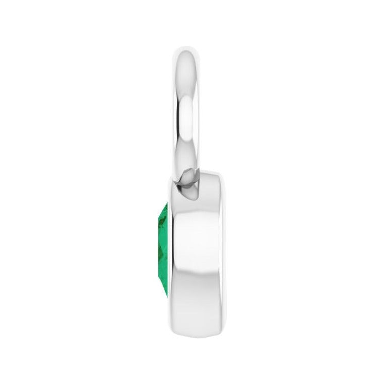 Sapphire Row Lab-Grown Gemstone Pear Bezel Hoop Charm - Emerald, Platinum, 4 × 3 mm (view 3)