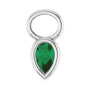 Sapphire Row Lab-Grown Gemstone Pear Bezel Hoop Charm - Emerald, Platinum, 5 × 3 mm
