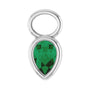 Sapphire Row Lab-Grown Gemstone Pear Bezel Hoop Charm - Emerald, Platinum, 6 × 4 mm