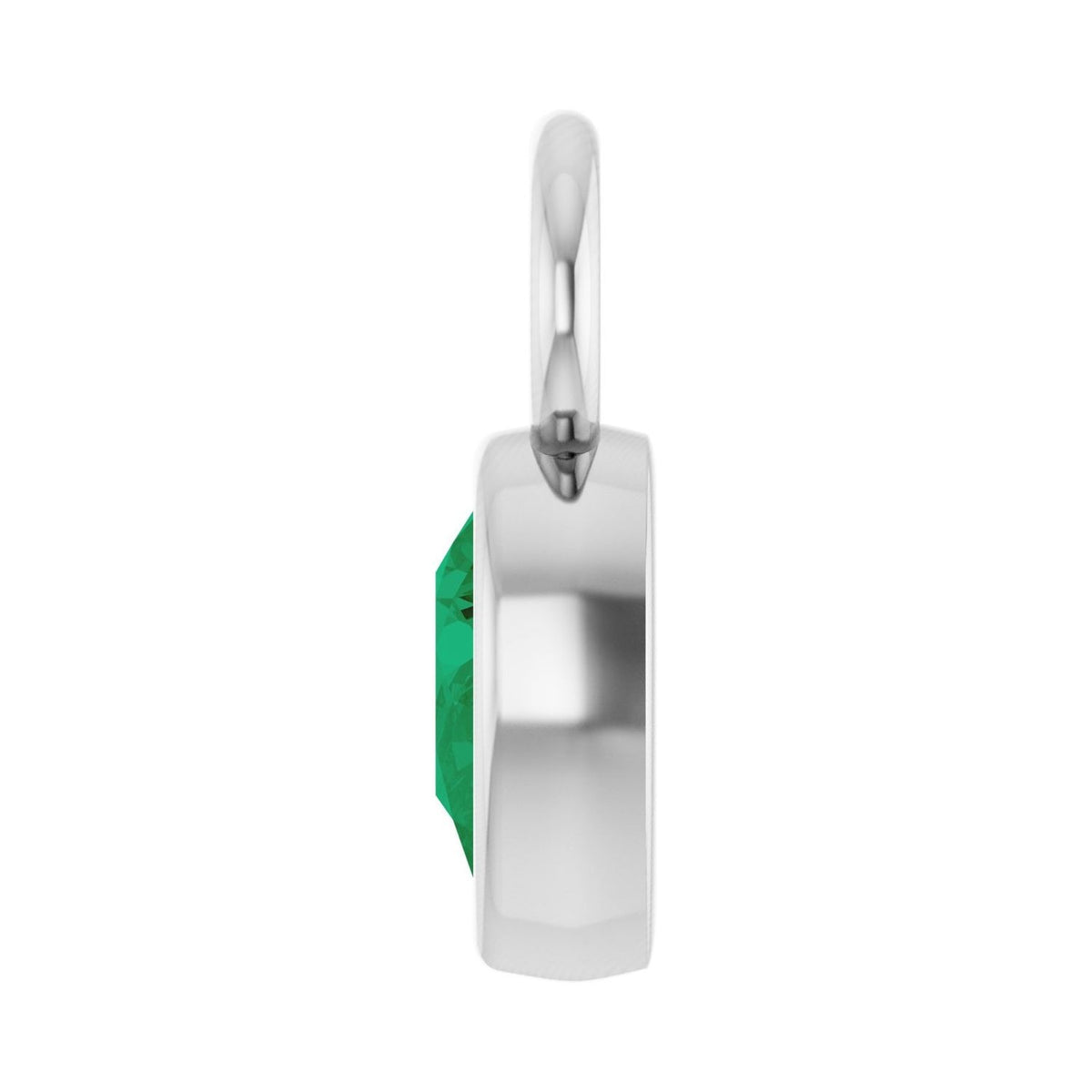 Sapphire Row Lab-Grown Gemstone Pear Bezel Hoop Charm - Emerald, Platinum, 6 × 4 mm (view 3)