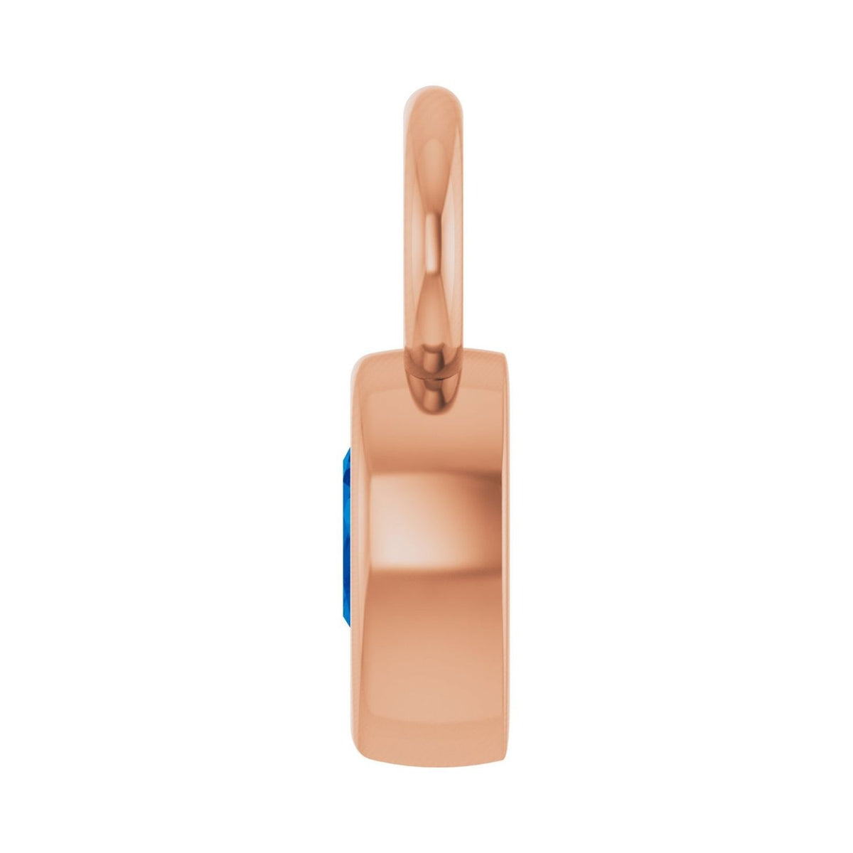 Sapphire Row Lab-Grown Gemstone Pear Bezel Hoop Charm - Blue Sapphire, 14K Rose Gold, 5 × 3 mm (view 3)