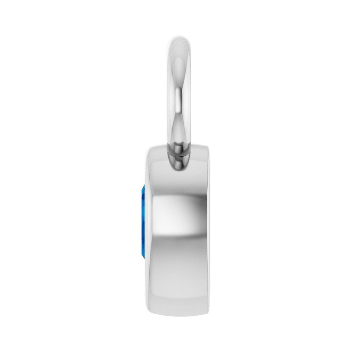 Sapphire Row Lab-Grown Gemstone Pear Bezel Hoop Charm - Blue Sapphire, Platinum, 5 × 3 mm (view 3)