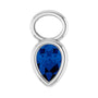 Sapphire Row Lab-Grown Gemstone Pear Bezel Hoop Charm - Blue Sapphire, Platinum, 6 × 4 mm