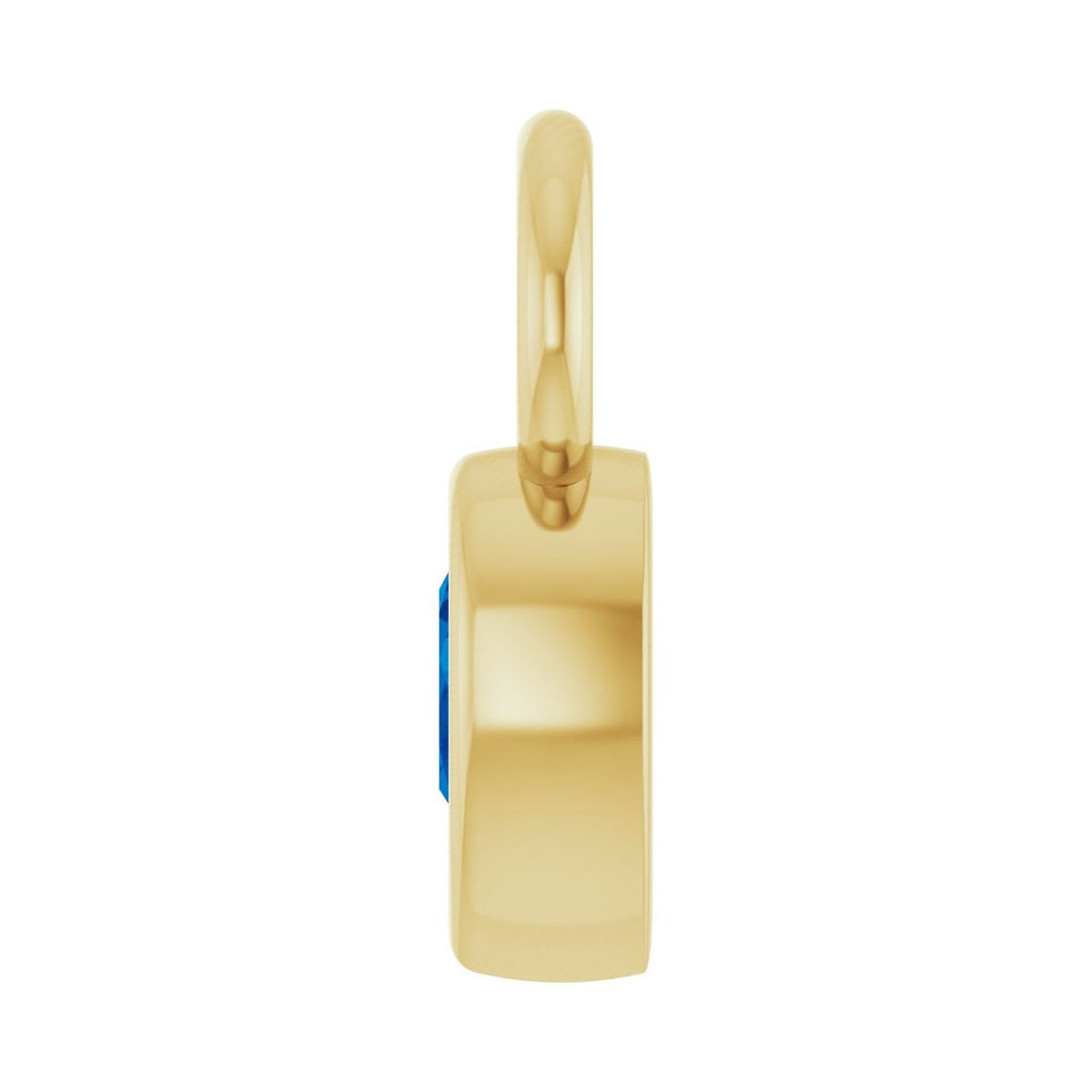 Sapphire Row Lab-Grown Gemstone Pear Bezel Hoop Charm - Blue Sapphire, 14K Yellow Gold, 5 × 3 mm (view 3)