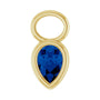 Sapphire Row Lab-Grown Gemstone Pear Bezel Hoop Charm - Blue Sapphire, 14K Yellow Gold, 6 × 4 mm