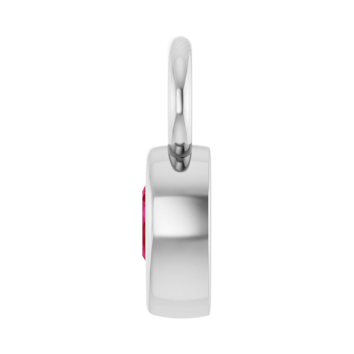 Sapphire Row Lab-Grown Gemstone Pear Bezel Hoop Charm - Ruby, 14K White Gold, 5 × 3 mm (view 3)