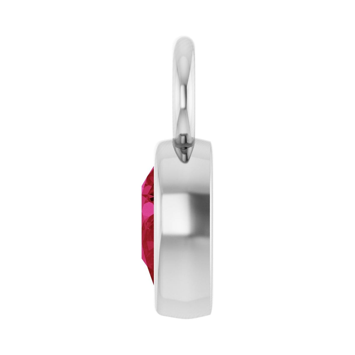 Sapphire Row Lab-Grown Gemstone Pear Bezel Hoop Charm - Ruby, 14K White Gold, 6 × 4 mm (view 3)