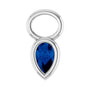 Sapphire Row Lab-Grown Gemstone Pear Bezel Hoop Charm - Blue Sapphire, 14K White Gold, 5 × 3 mm