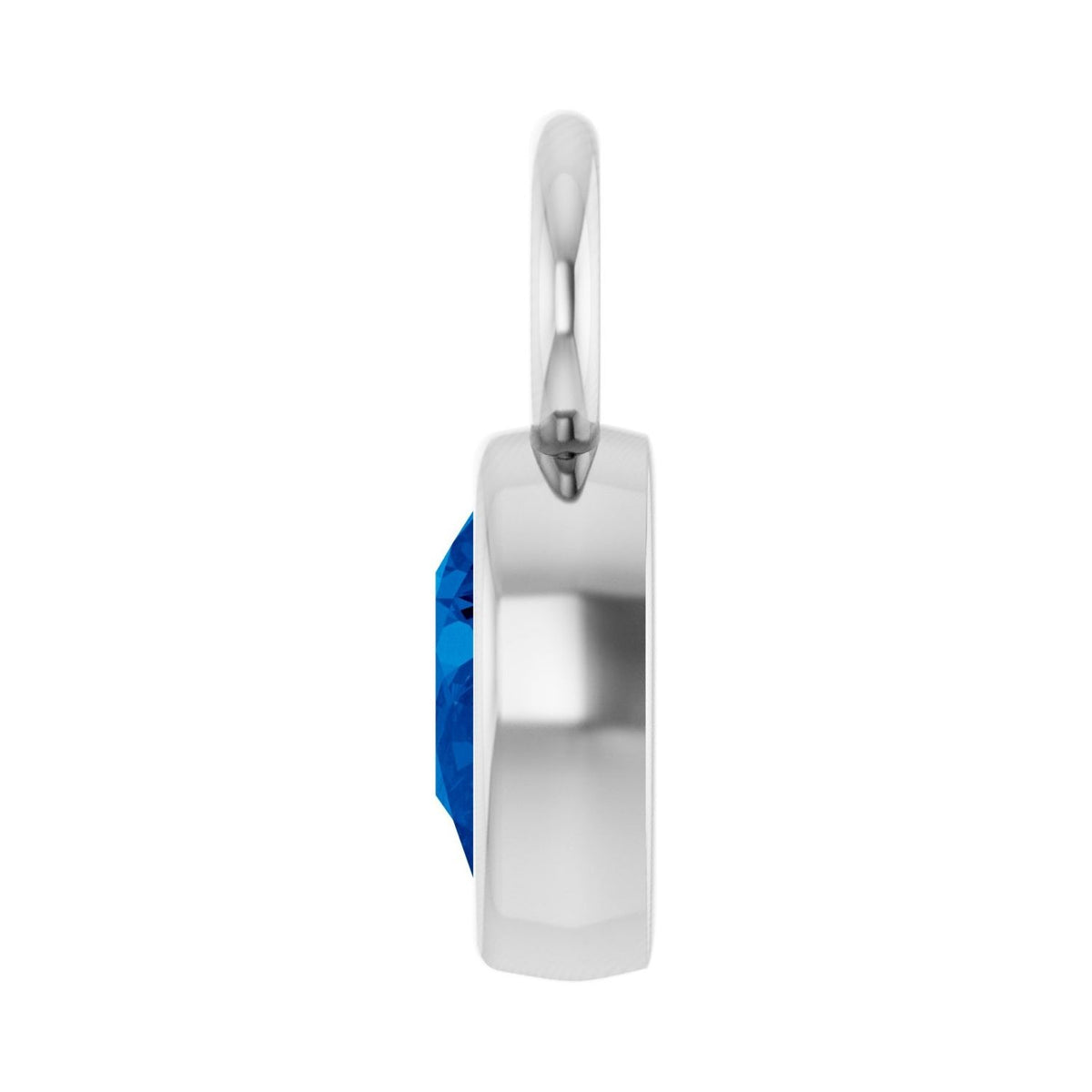 Sapphire Row Lab-Grown Gemstone Pear Bezel Hoop Charm - Blue Sapphire, 14K White Gold, 6 × 4 mm (view 3)