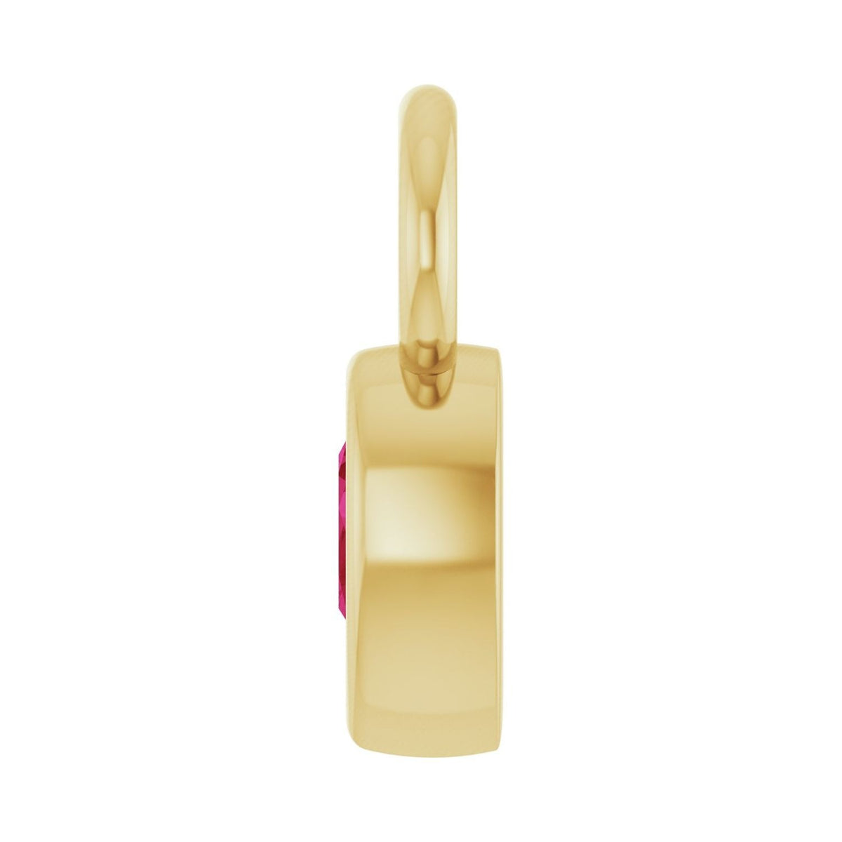 Sapphire Row Lab-Grown Gemstone Pear Bezel Hoop Charm - Ruby, 14K Yellow Gold, 5 × 3 mm (view 3)