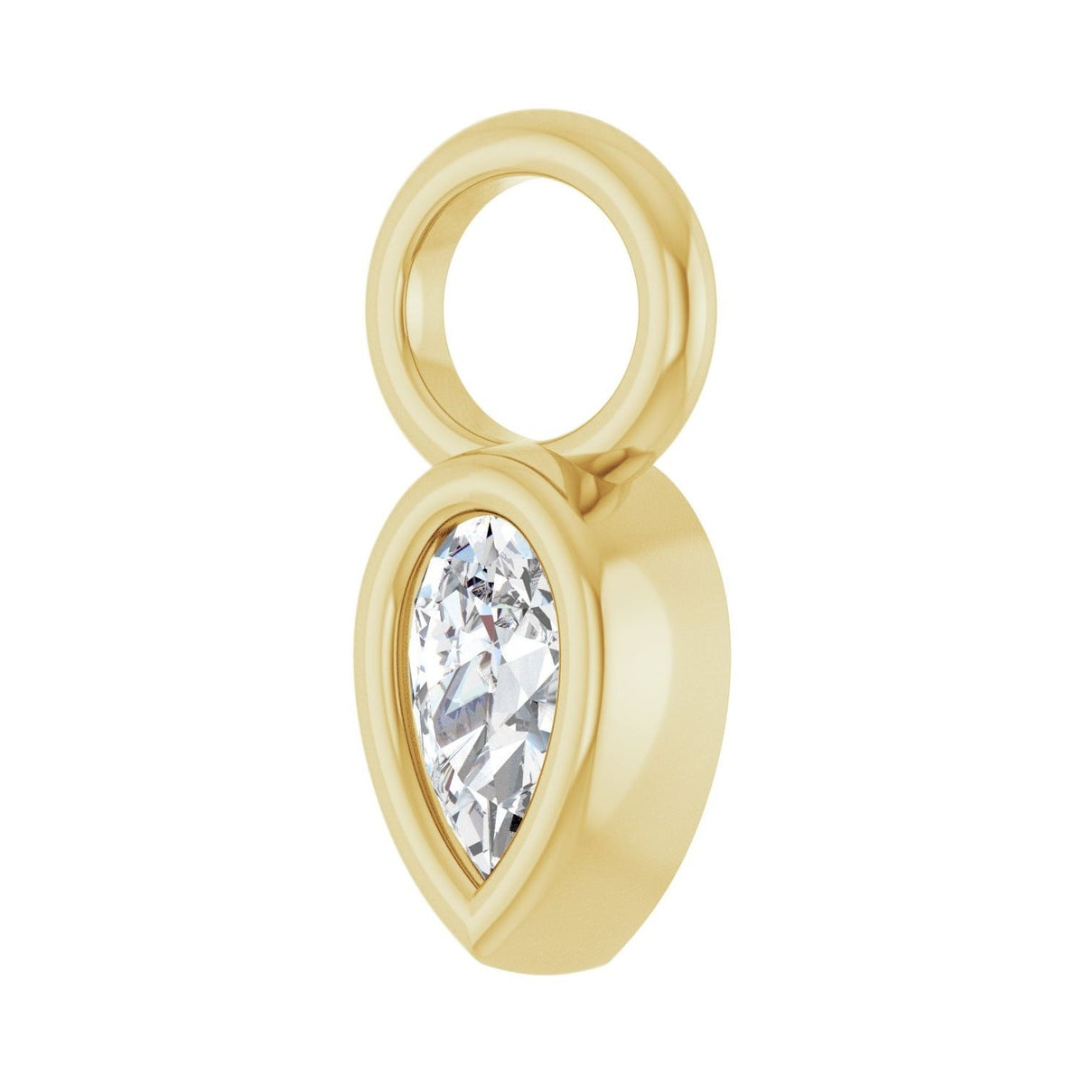 Sapphire Row Lab-Grown Gemstone Pear Bezel Hoop Charm - Diamond, 14K Yellow Gold, 5 × 3 mm (view 2)