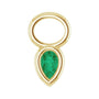 Sapphire Row Lab-Grown Gemstone Pear Bezel Hoop Charm - Emerald, 14K Yellow Gold, 4 × 3 mm