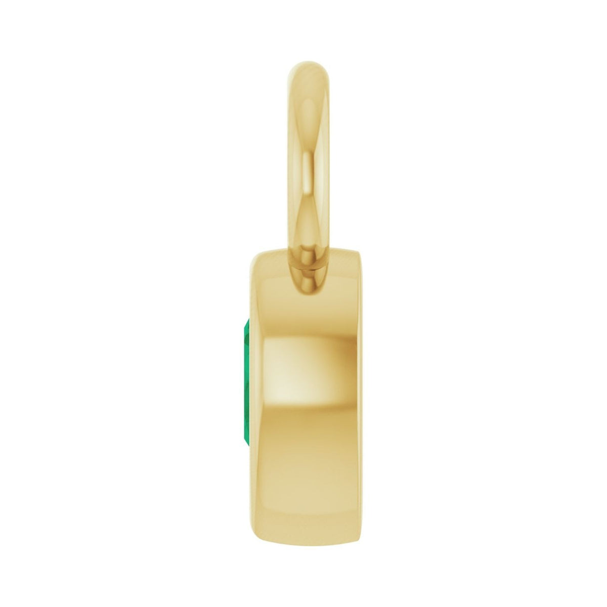 Sapphire Row Lab-Grown Gemstone Pear Bezel Hoop Charm - Emerald, 14K Yellow Gold, 5 × 3 mm (view 3)