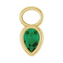 Sapphire Row Lab-Grown Gemstone Pear Bezel Hoop Charm - Emerald, 14K Yellow Gold, 6 × 4 mm