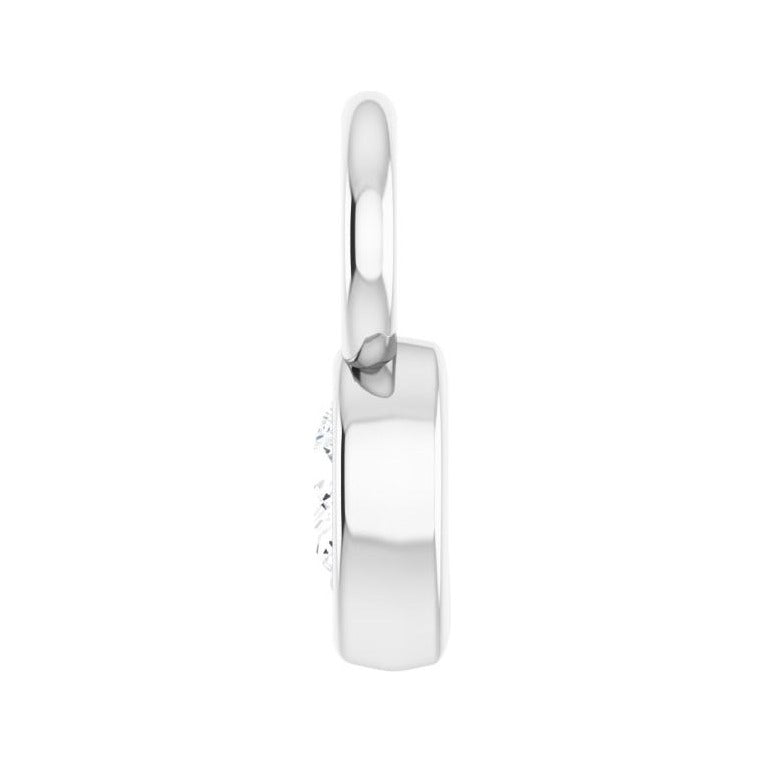 Sapphire Row Lab-Grown Gemstone Pear Bezel Hoop Charm - Diamond, Platinum, 4 × 2.5 mm (view 3)