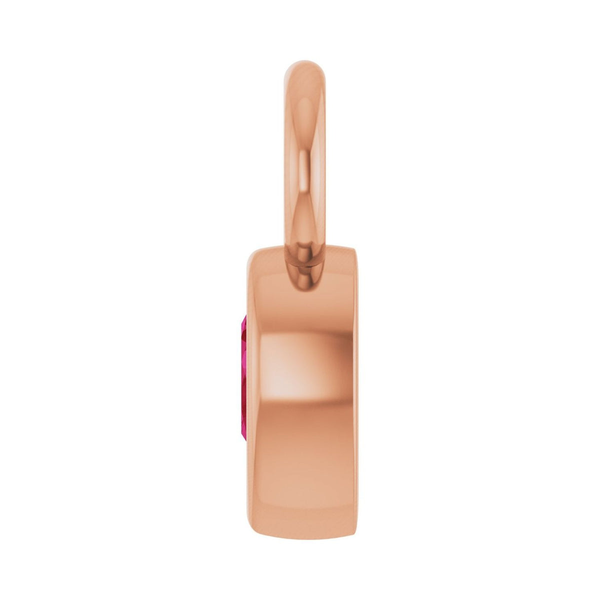 Sapphire Row Lab-Grown Gemstone Pear Bezel Hoop Charm - Ruby, 14K Rose Gold, 5 × 3 mm (view 3)