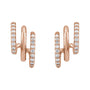 Sapphire Row Natural Diamond Triple J-Hoop Earrings - 14K Rose Gold (view 2)