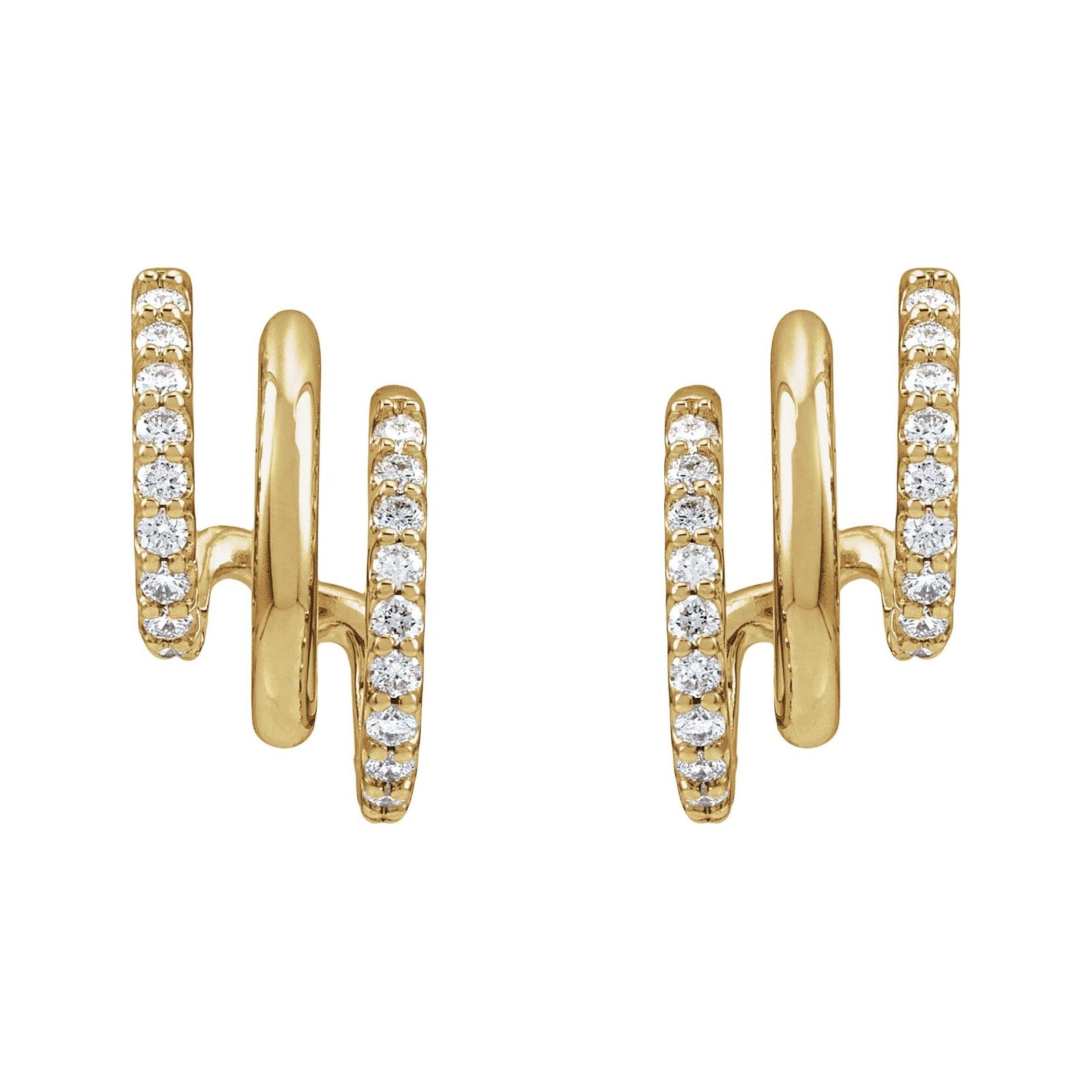 Sapphire Row Lab-Grown Diamond Triple J-Hoop Earrings - 14K Yellow Gold (view 2)