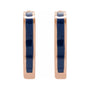 Sapphire Row Gold Enamel Hinged Hoop Earrings - 14K Rose Gold, Blue (view 2)