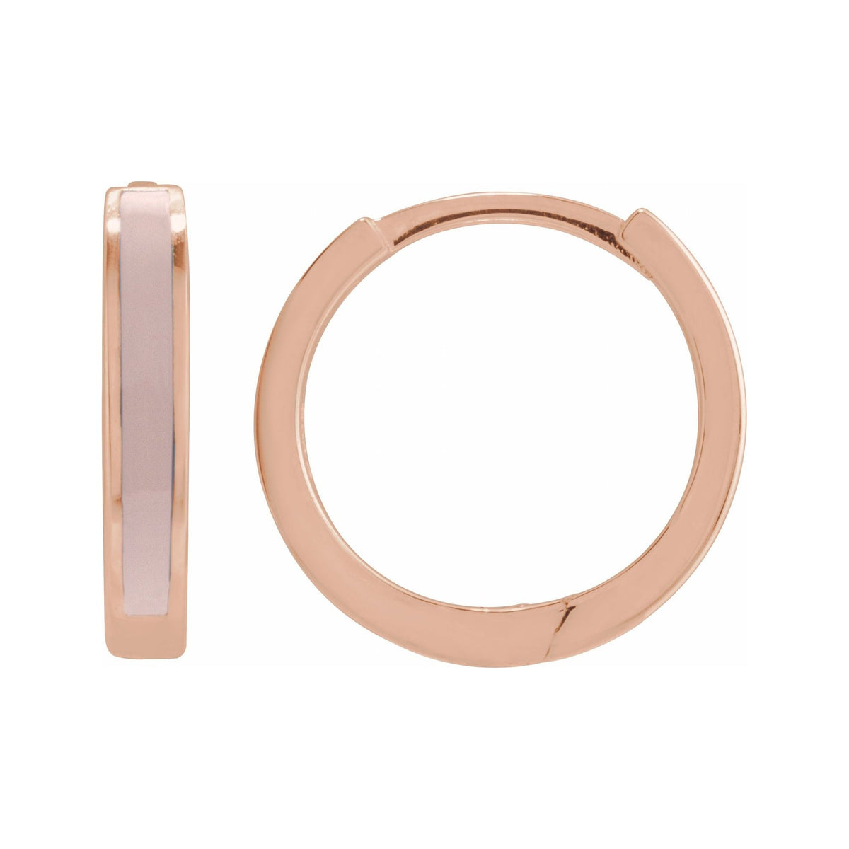 Sapphire Row Gold Enamel Hinged Hoop Earrings - 14K Rose Gold, Pink