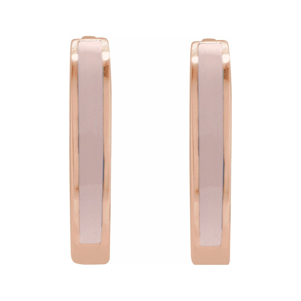 Sapphire Row Gold Enamel Hinged Hoop Earrings - 14K Rose Gold, Pink (view 2)