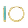 Sapphire Row Gold Enamel Hinged Hoop Earrings - 14K Yellow Gold, Turquoise