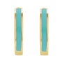 Sapphire Row Gold Enamel Hinged Hoop Earrings - 14K Yellow Gold, Turquoise (view 2)