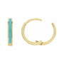 Sapphire Row Gold Enamel Hinged Hoop Earrings - 14K Yellow Gold, Turquoise (view 3)
