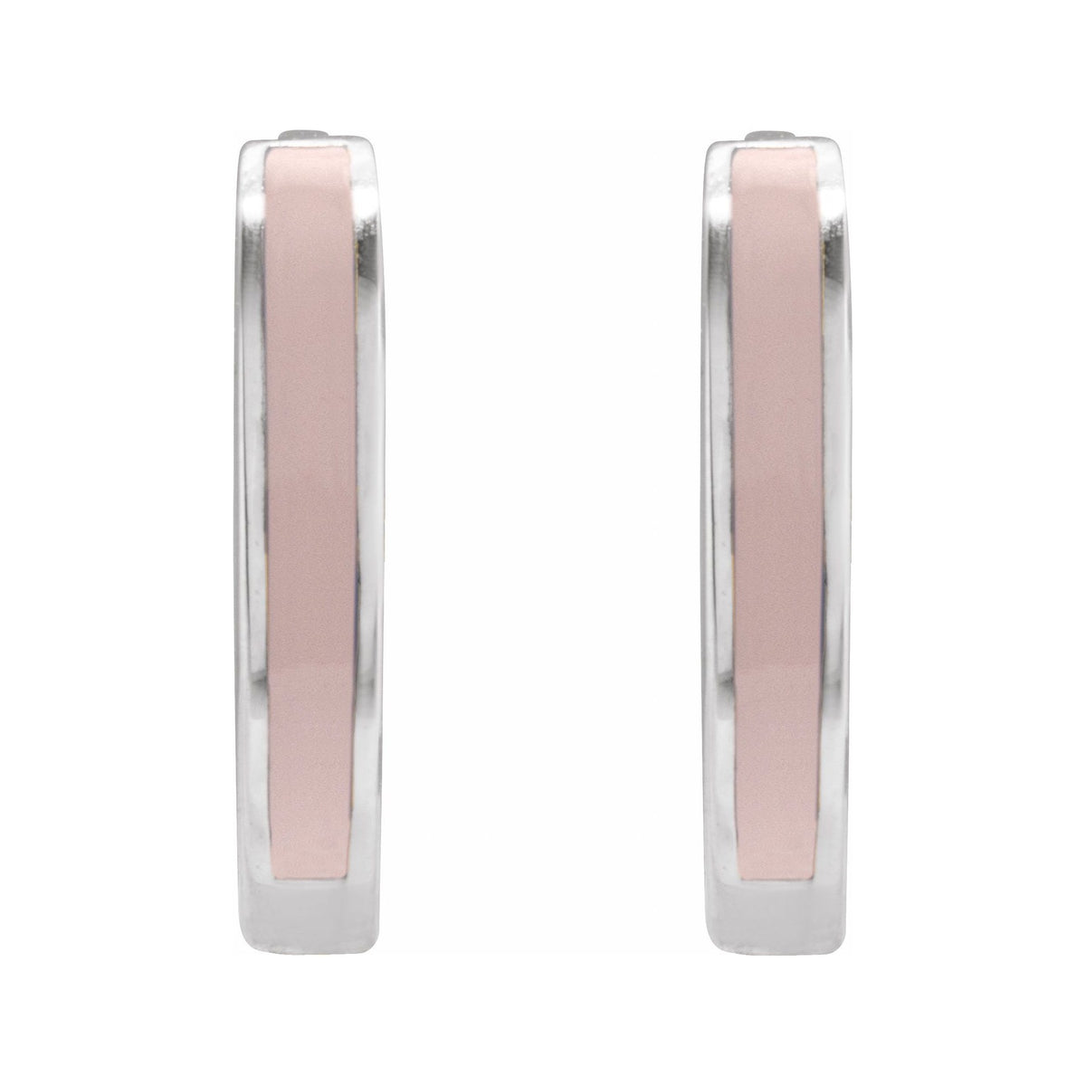Sapphire Row Gold Enamel Hinged Hoop Earrings - 14K White Gold, Pink (view 2)