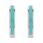 Sapphire Row Gold Enamel Hinged Hoop Earrings - 14K White Gold, Turquoise (view 2)