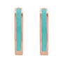 Sapphire Row Gold Enamel Hinged Hoop Earrings - 14K Rose Gold, Turquoise (view 2)