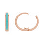 Sapphire Row Gold Enamel Hinged Hoop Earrings - 14K Rose Gold, Turquoise (view 3)