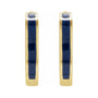 Sapphire Row Gold Enamel Hinged Hoop Earrings - 14K Yellow Gold, Blue (view 2)