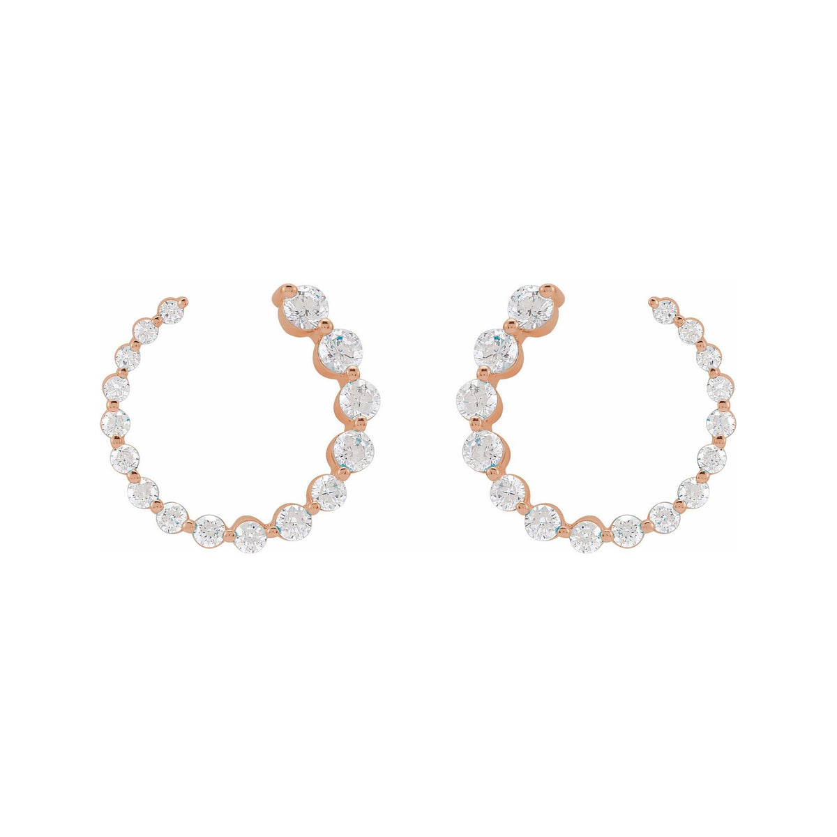 Sapphire Row Lab-Grown Diamond Graduated Front-Back Hoop Earrings - 14K Rose Gold, 15 × 15 mm · 7/8 ctw (view 2)