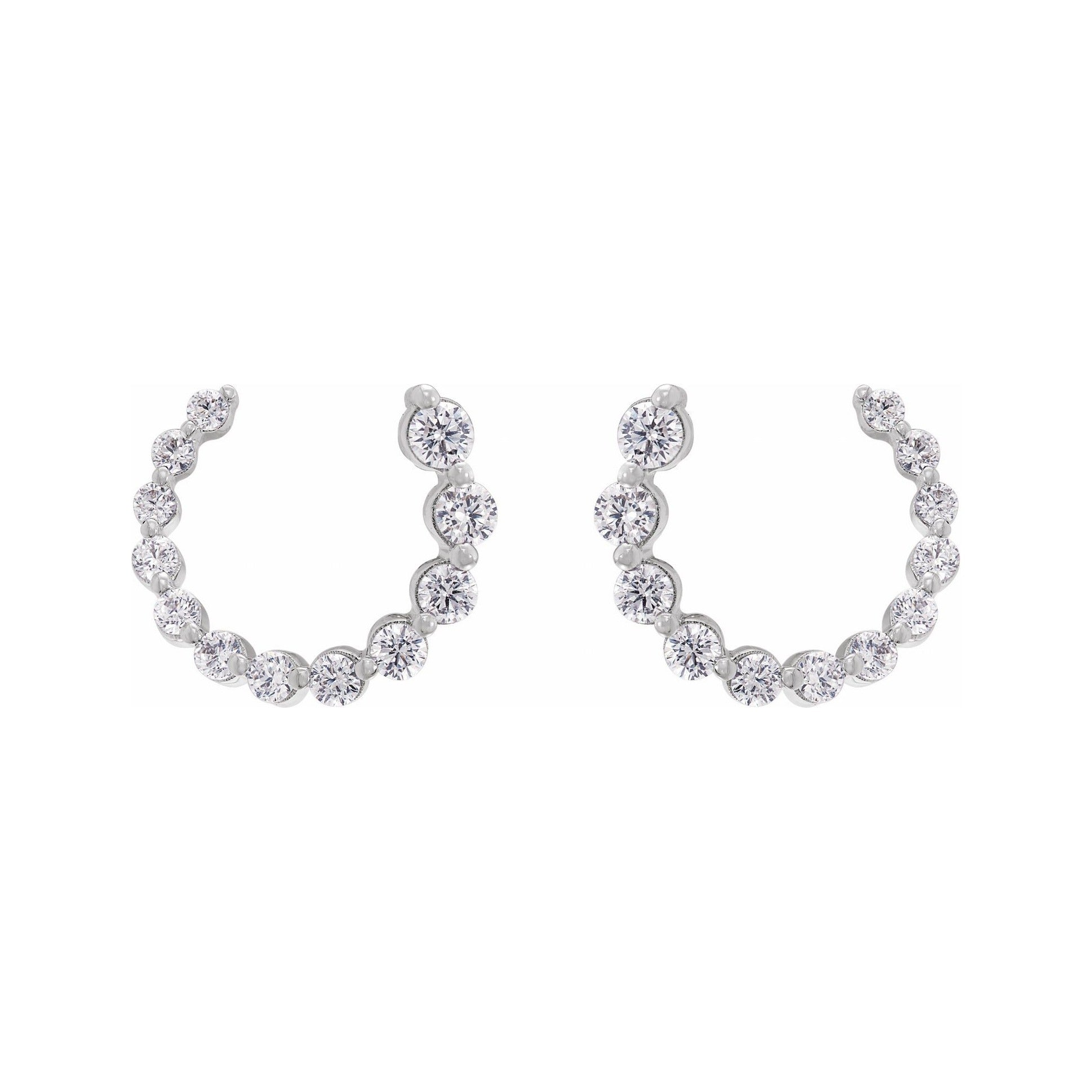 Sapphire Row Lab-Grown Diamond Graduated Front-Back Hoop Earrings - 14K White Gold, 12 × 12 mm · 1/2 ctw