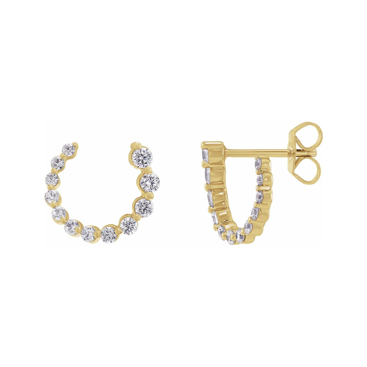 Sapphire Row Lab-Grown Diamond Graduated Front-Back Hoop Earrings - 14K Yellow Gold, 12 × 12 mm · 1/2 ctw
