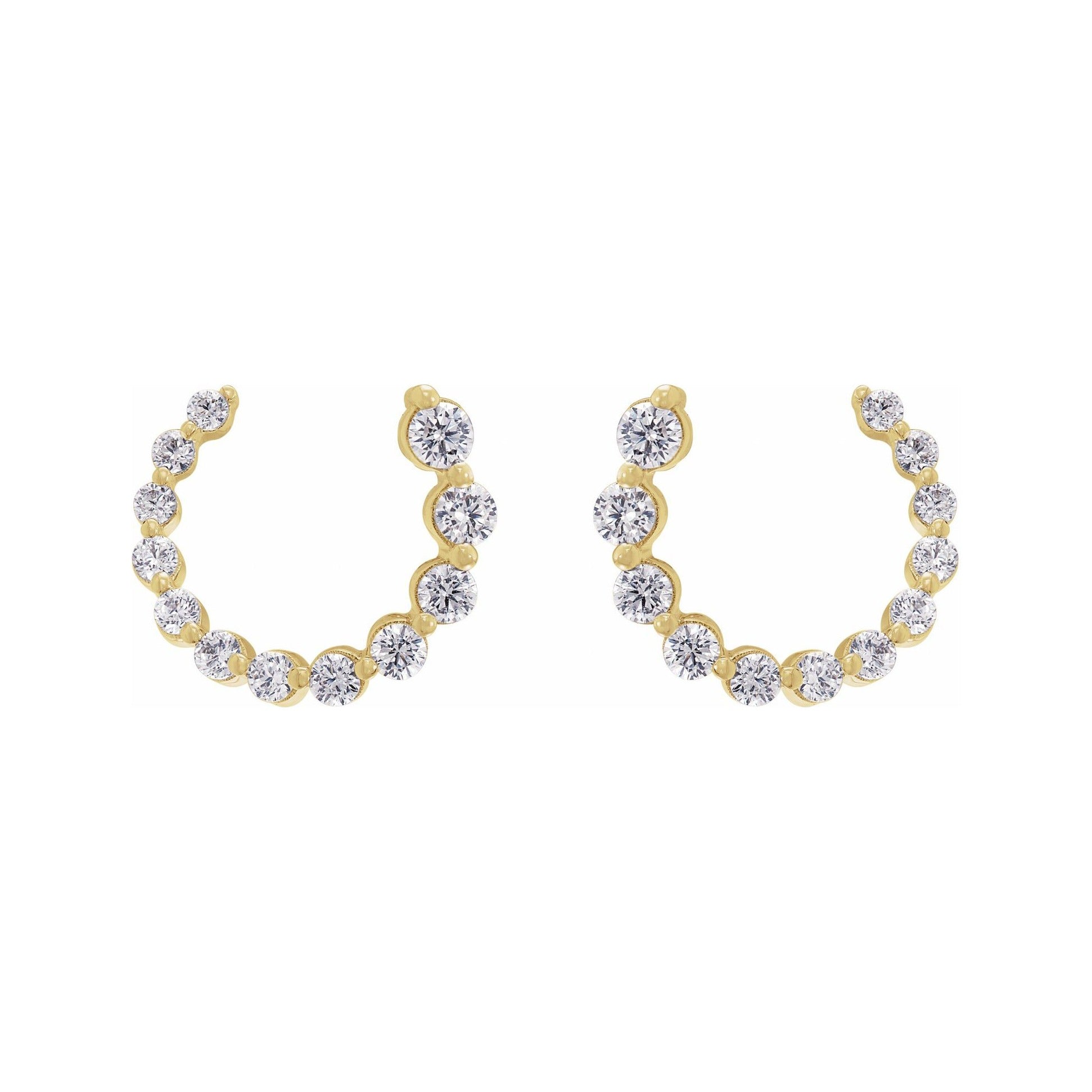 Sapphire Row Lab-Grown Diamond Graduated Front-Back Hoop Earrings - 14K Yellow Gold, 12 × 12 mm · 1/2 ctw (view 2)