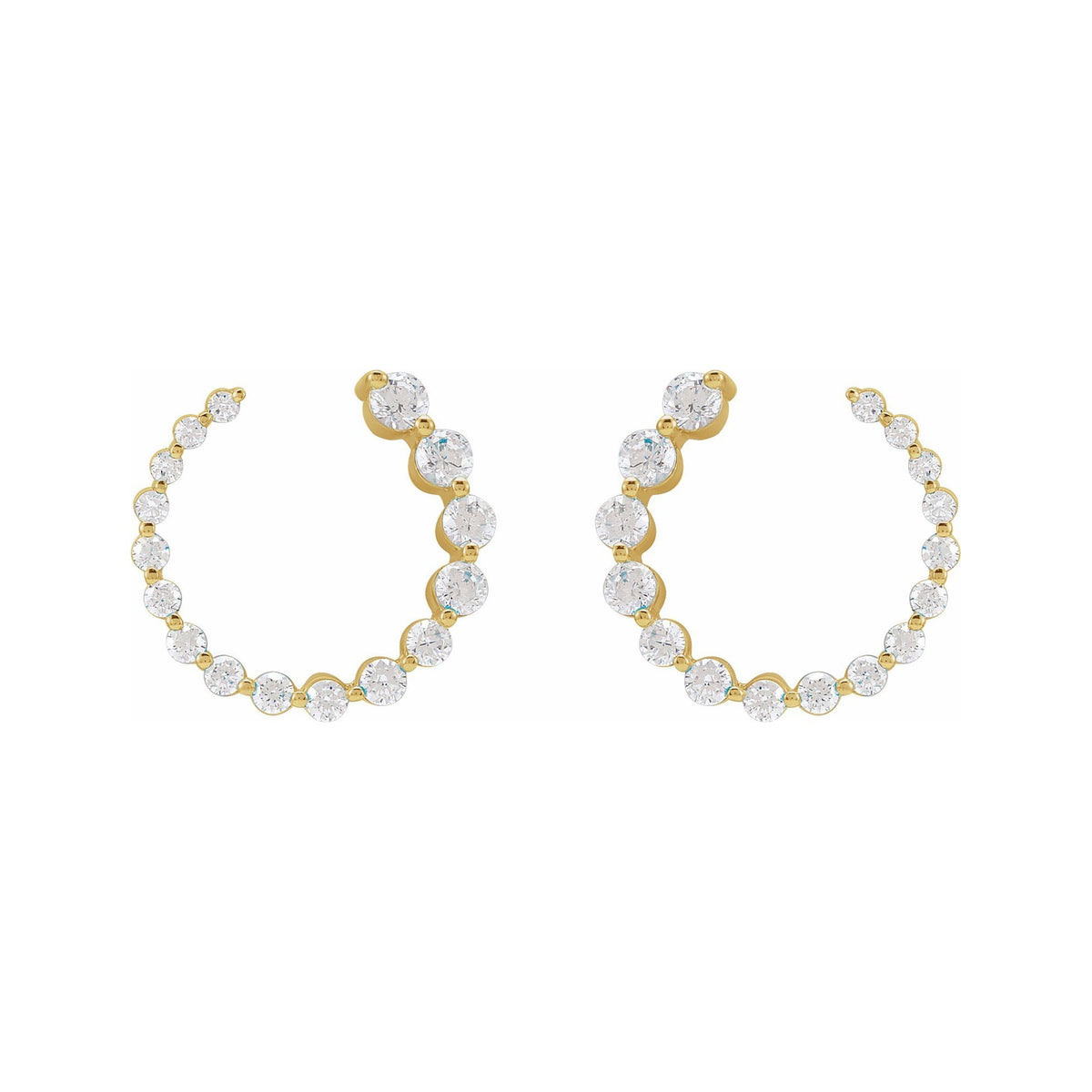 Sapphire Row Lab-Grown Diamond Graduated Front-Back Hoop Earrings - 14K Yellow Gold, 15 × 15 mm · 7/8 ctw (view 2)