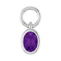 Sapphire Row Natural Gemstone Bezel Hoop Charm - Amethyst, 10K White Gold, Oval 4.5 × 3.2 mm