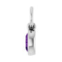 Sapphire Row Natural Gemstone Bezel Hoop Charm - Amethyst, 10K White Gold, Oval 4.5 × 3.2 mm (view 3)