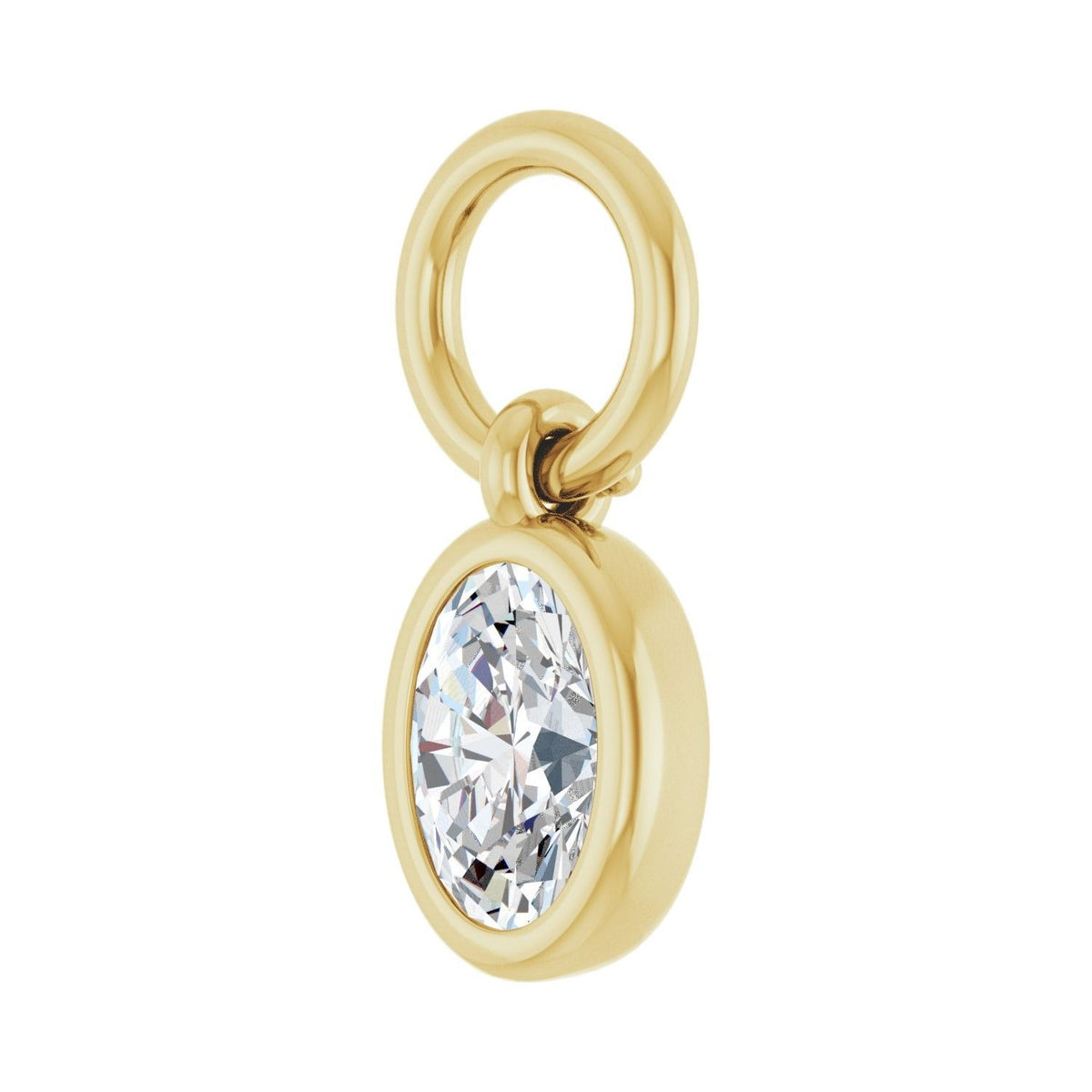 Sapphire Row Natural Gemstone Bezel Hoop Charm - Diamond, 10K Yellow Gold, Oval 4.5 × 3.2 mm (view 2)