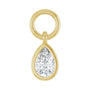 Sapphire Row Natural Gemstone Bezel Hoop Charm - Diamond, 10K Yellow Gold, Pear 4.7 × 3.1 mm