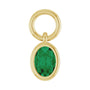 Sapphire Row Natural Gemstone Bezel Hoop Charm - Emerald, 10K Yellow Gold, Oval 4.5 × 3.2 mm