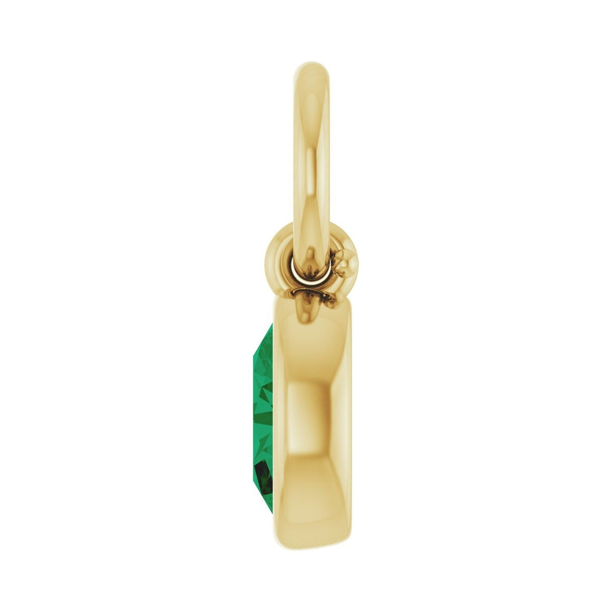 Sapphire Row Natural Gemstone Bezel Hoop Charm - Emerald, 14K Yellow Gold, Oval 4.5 × 3.2 mm (view 3)