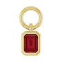 Sapphire Row Natural Gemstone Bezel Hoop Charm - Ruby, 10K Yellow Gold, Emerald 3.8 × 2.8 mm